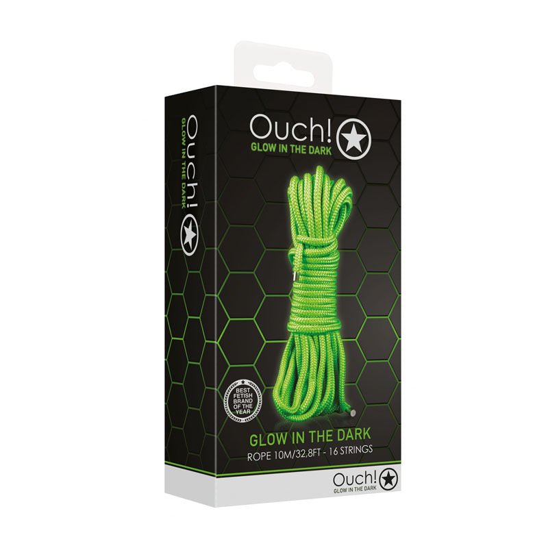 Ouch! glow in the dark - bondage rope - 10m -  box side view | Flirtybay.com.au